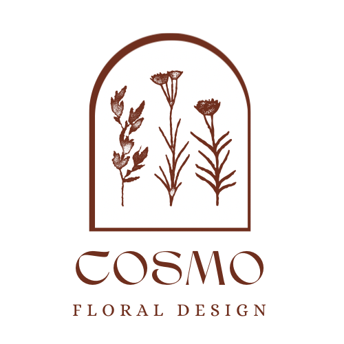 Cosmo Floral Design — vertical logo with botanical mark