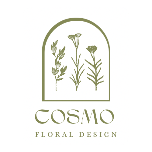 Cosmo Floral Design — logo on white panel (sage green)
