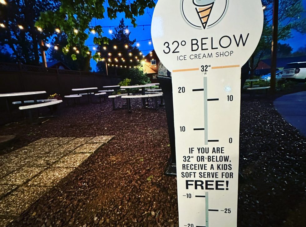 Family at the 32° Below counter with ice cream cups