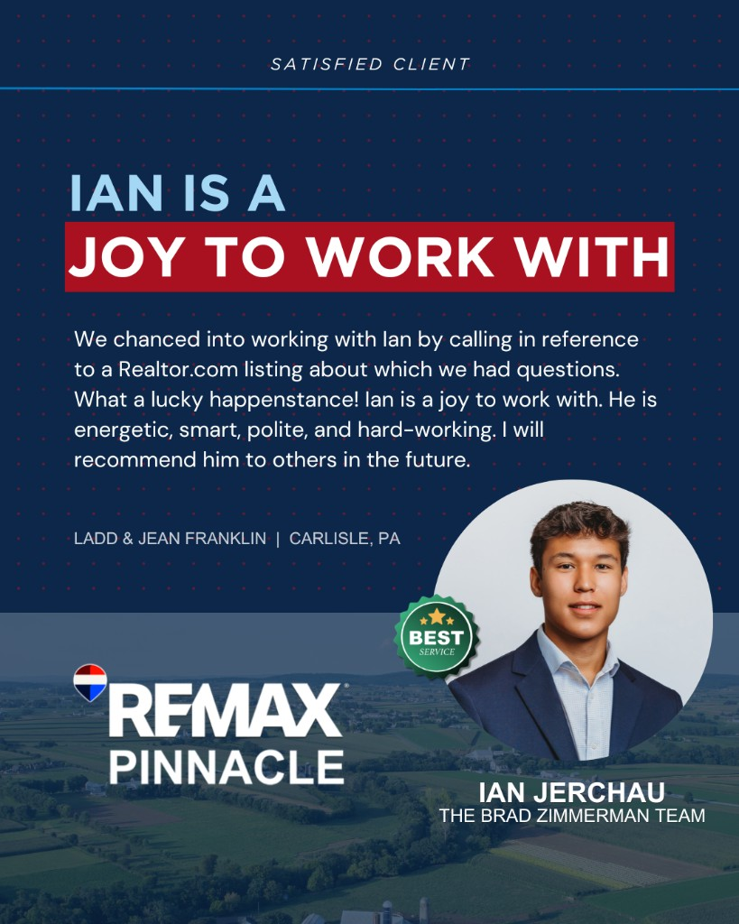 Brad Zimmerman Team social post: satisfied client testimonial for Ian Jerchau