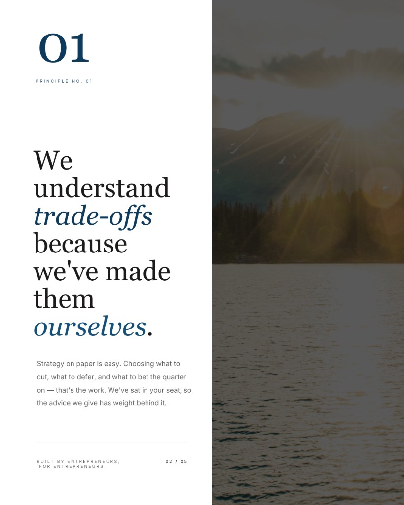Vizion principle post: We understand trade-offs because we have made them ourselves, with lake and mountain photography