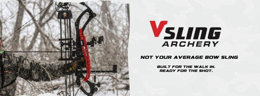 Vsling Archery Facebook banner with compound bow and brand lockup